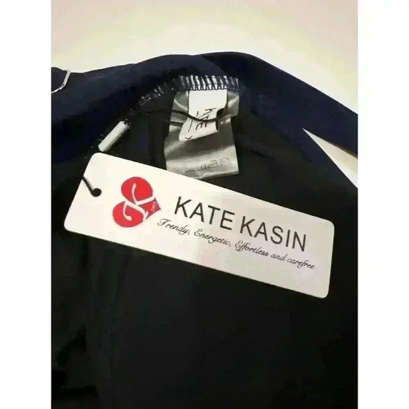 Navy Tummy Control V-Neck Ruched Tie Knot Skirt Swimdress Swimsuit NWT Size XL - Picture 10 of 10